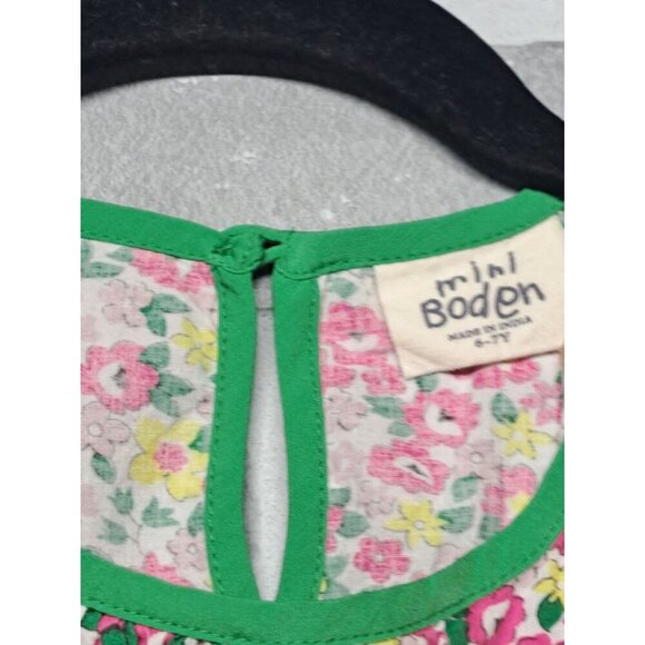 Mini Boden Shirred Girls Floral Cap Sleeve‎ Top Tunic Size 6-7Y 100% Cotton - Picture 8 of 9